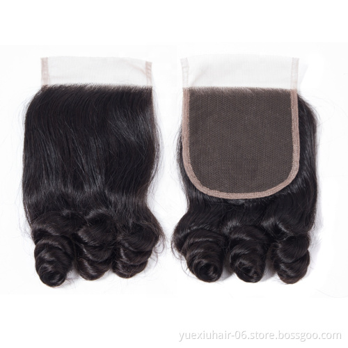 CELIE Factory Price Fumi Curly 4x4 Lace Closure Good Quality Top Closure Human Hair Virgin Closure Hair Extension